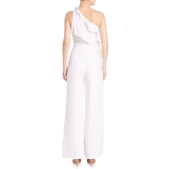 Jonathan Simkhai Diamond Mesh One Shoulder Jumpsuit in White Size 10 - Picture 6 of 16